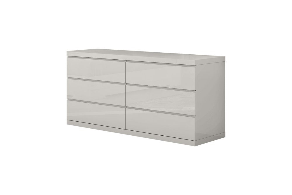 63" Gray Wood Six Drawer Double Dresser — view 6