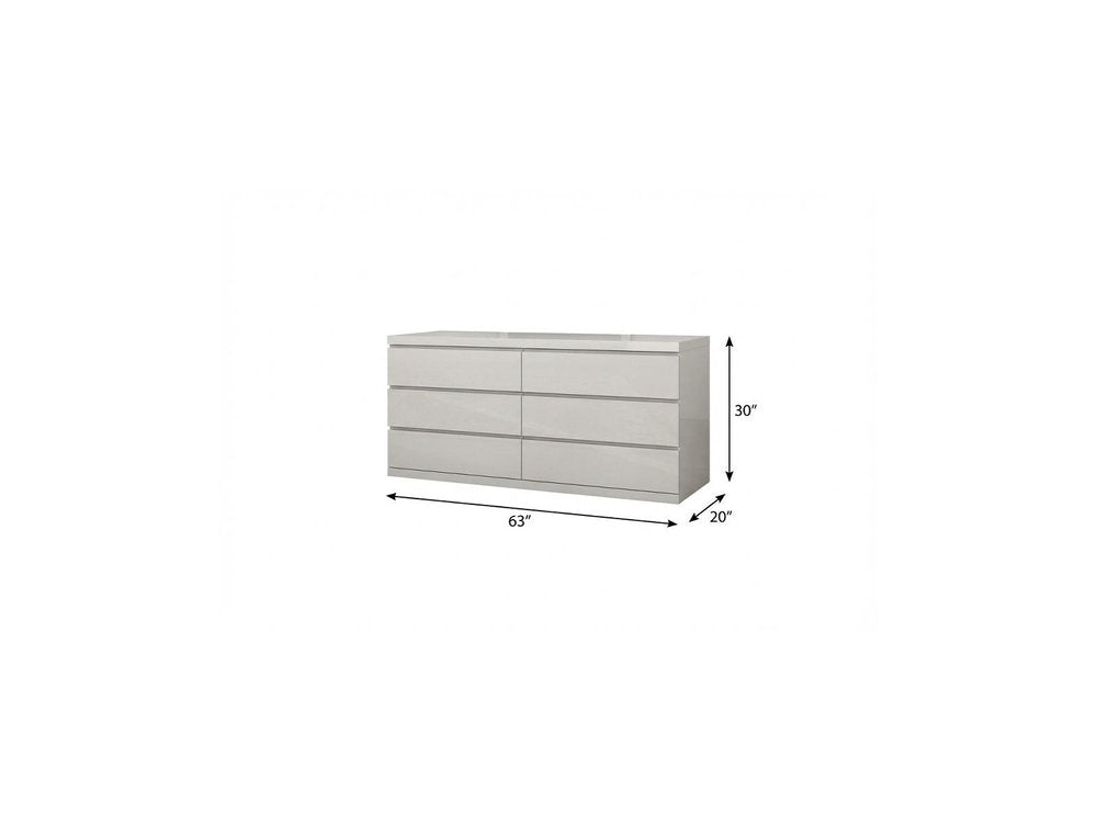 63" Gray Wood Six Drawer Double Dresser — view 7