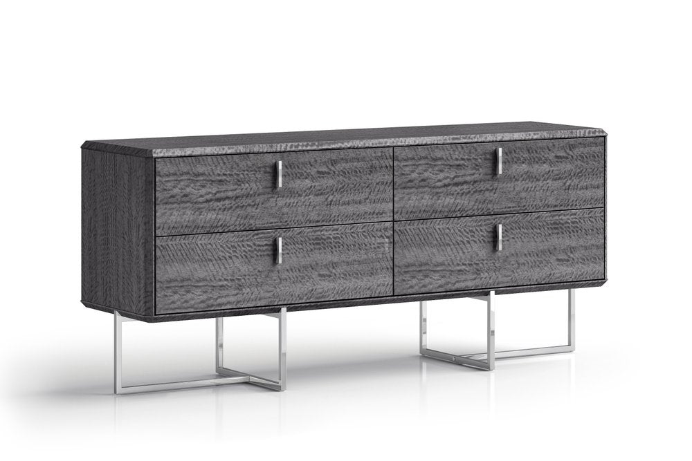 70" Gray Wood Four Drawer Double Dresser HomeRoots