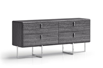 70" Gray Wood Four Drawer Double Dresser HomeRoots