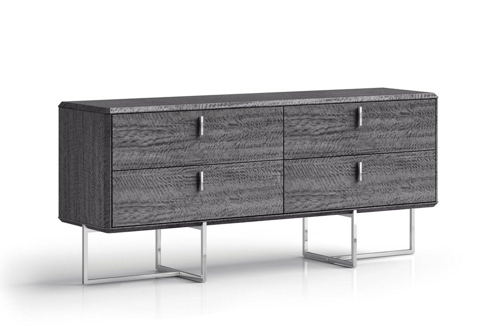 70" Gray Wood Four Drawer Double Dresser HomeRoots