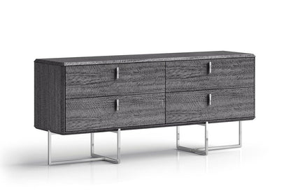 70" Gray Wood Four Drawer Double Dresser HomeRoots