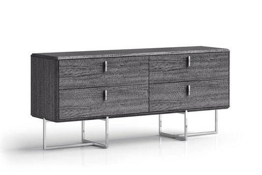 70" Gray Wood Four Drawer Double Dresser HomeRoots