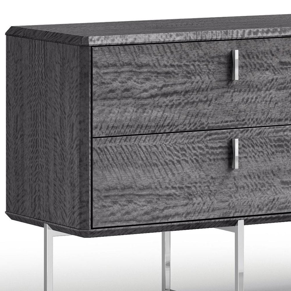 70" Gray Wood Four Drawer Double Dresser HomeRoots