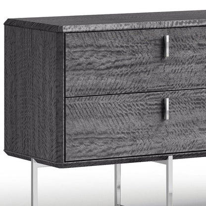 70" Gray Wood Four Drawer Double Dresser HomeRoots
