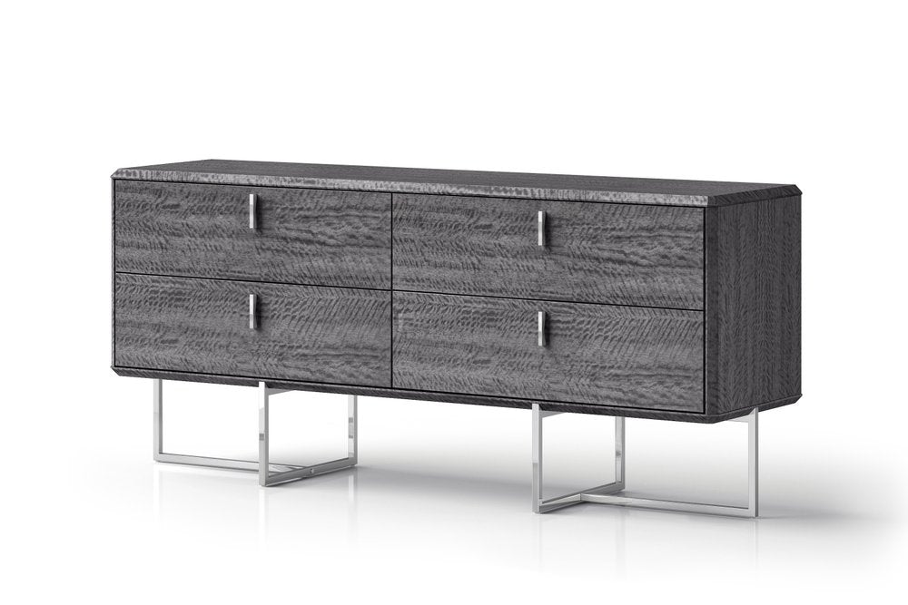 70" Gray Wood Four Drawer Double Dresser HomeRoots
