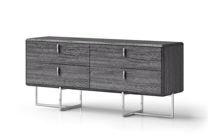 70" Gray Wood Four Drawer Double Dresser HomeRoots