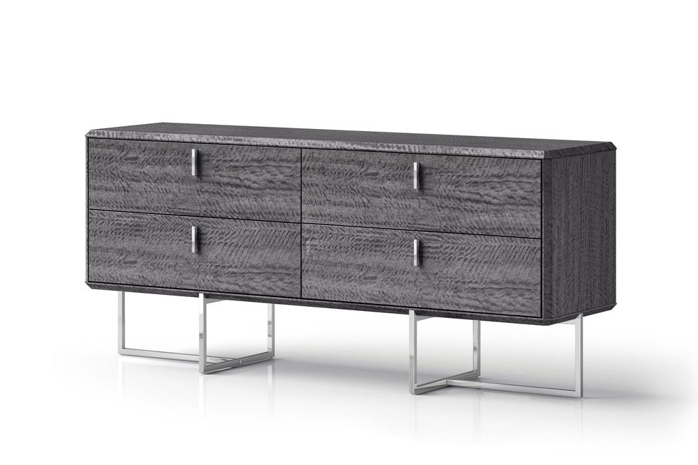 70" Gray Wood Four Drawer Double Dresser HomeRoots