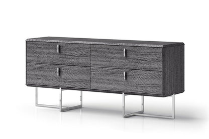 70" Gray Wood Four Drawer Double Dresser HomeRoots