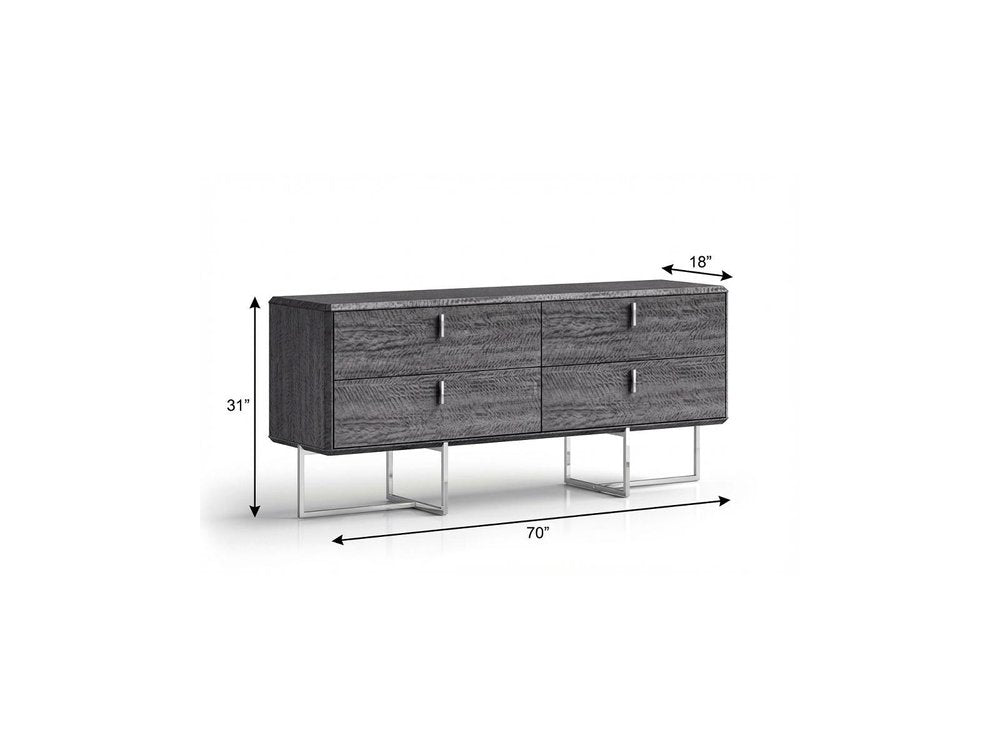 70" Gray Wood Four Drawer Double Dresser HomeRoots