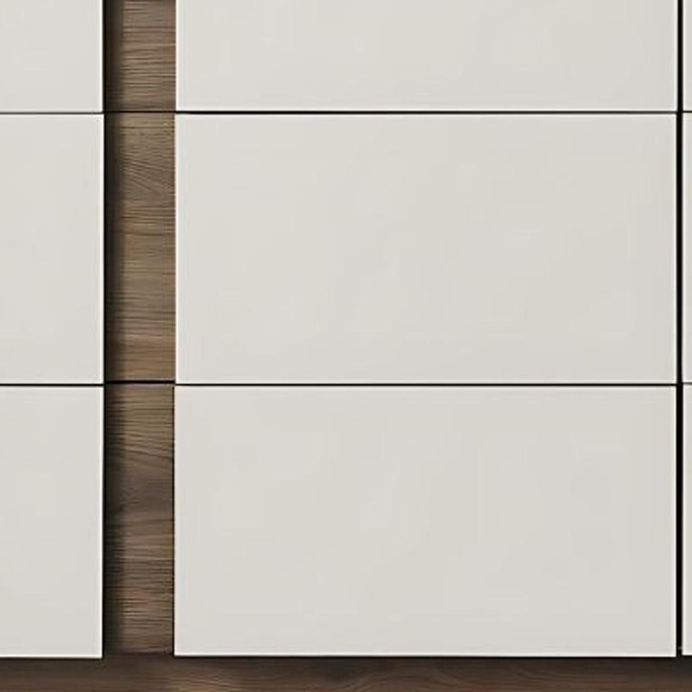 60" Light Gray And Walnut Wood Six Drawer Double Dresser HomeRoots