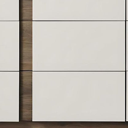 60" Light Gray And Walnut Wood Six Drawer Double Dresser HomeRoots