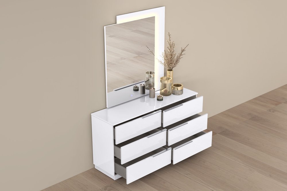 62" White Wood Six Drawer Double Dresser HomeRoots