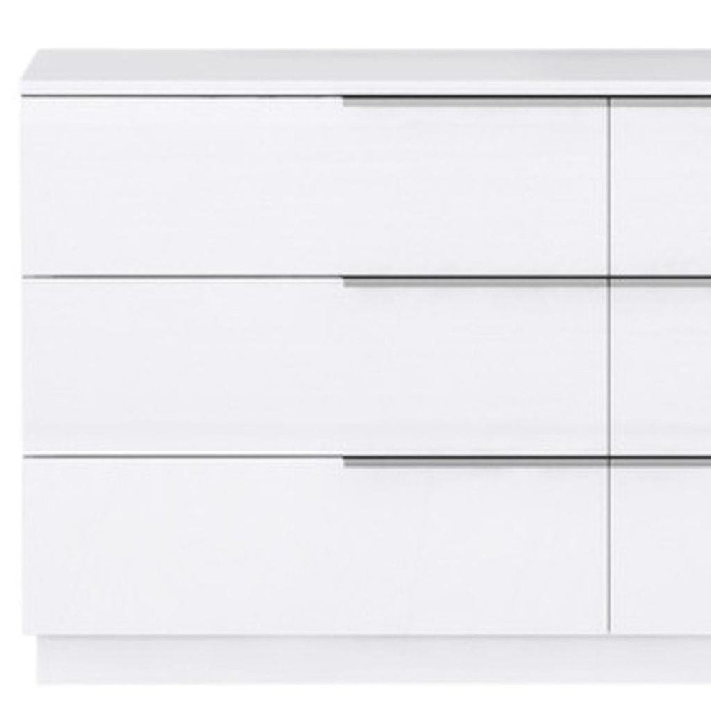 62" White Wood Six Drawer Double Dresser HomeRoots