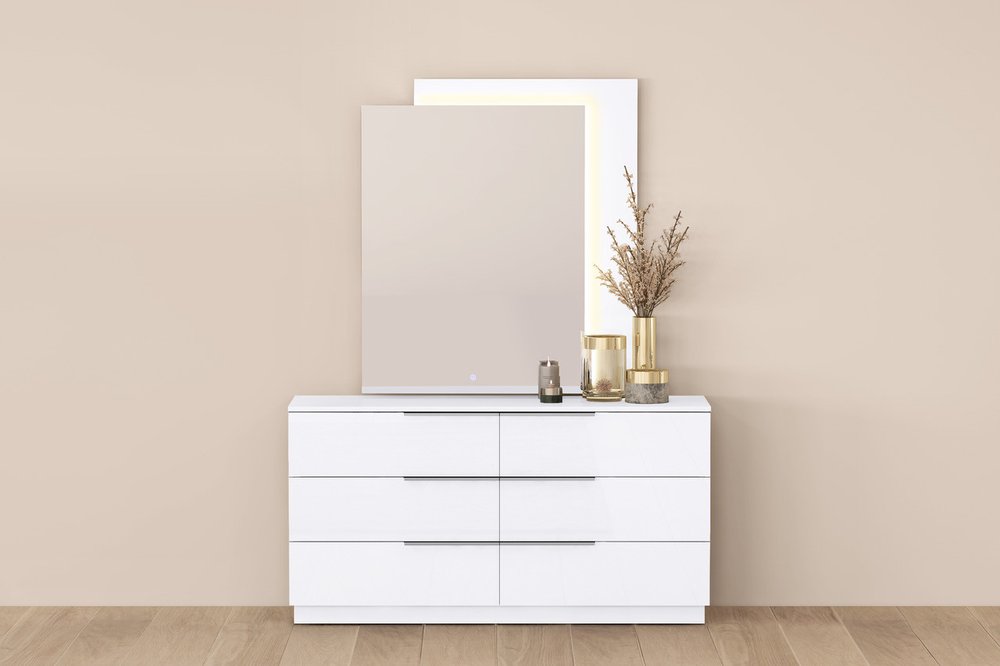 62" White Wood Six Drawer Double Dresser HomeRoots