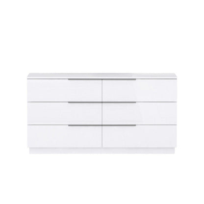 62" White Wood Six Drawer Double Dresser HomeRoots