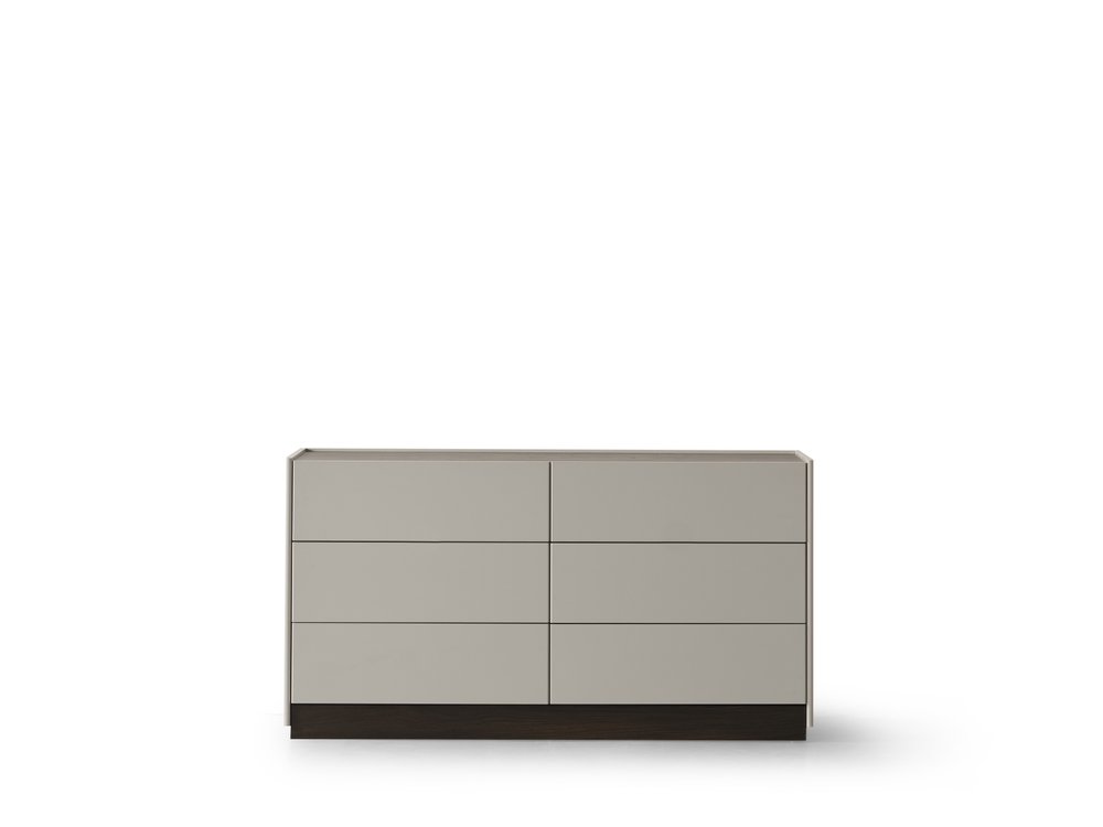 60" Light Gray And Walnut Wood Six Drawer Double Dresser HomeRoots