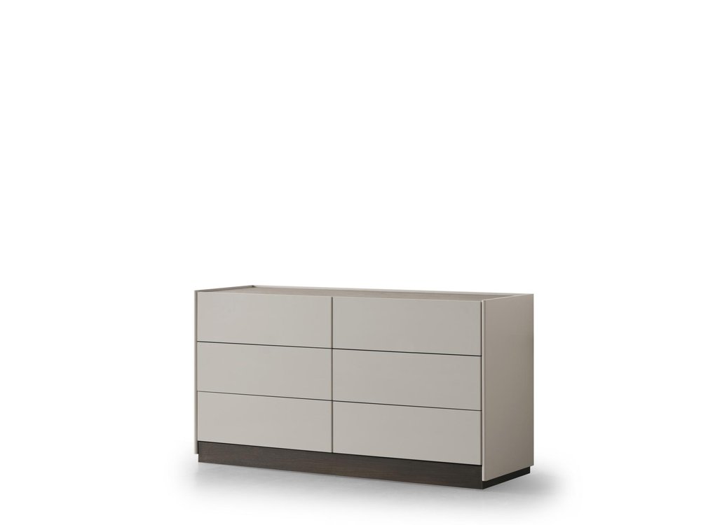 60" Light Gray And Walnut Wood Six Drawer Double Dresser HomeRoots