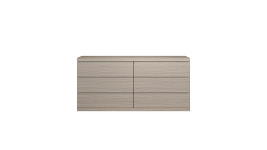 63" Oak Wood Six Drawer Double Dresser HomeRoots
