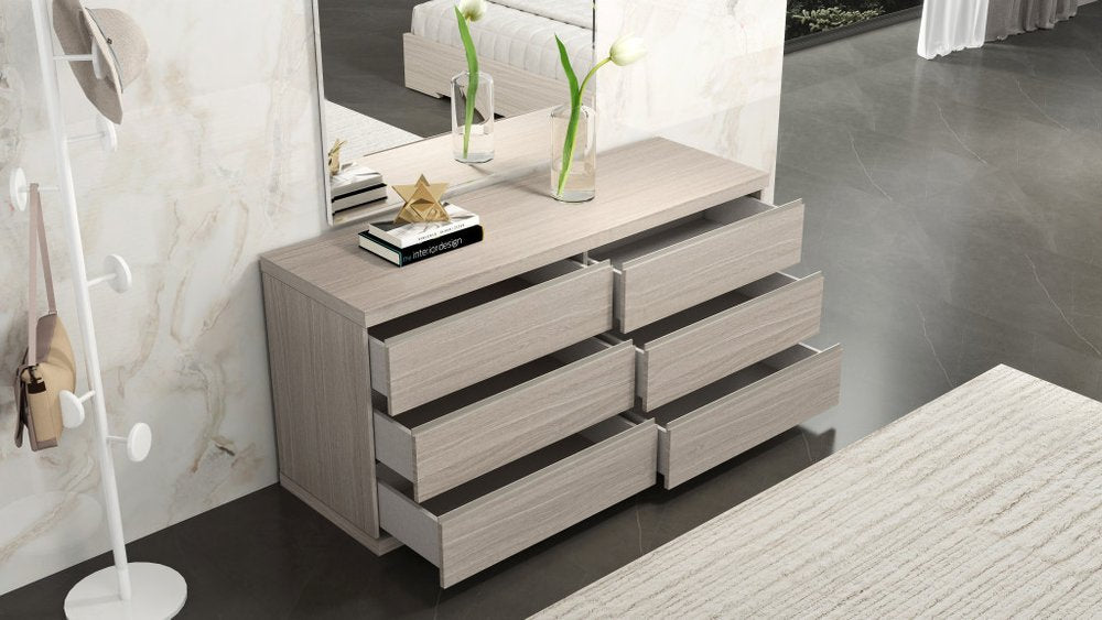 63" Oak Wood Six Drawer Double Dresser HomeRoots