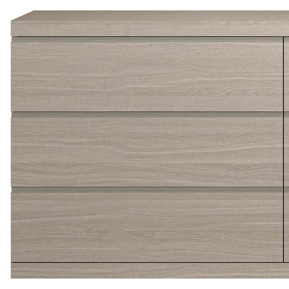 63" Oak Wood Six Drawer Double Dresser HomeRoots