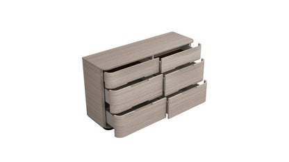 56" Oak Wood Six Drawer Double Dresser HomeRoots