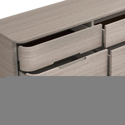 56" Oak Wood Six Drawer Double Dresser HomeRoots