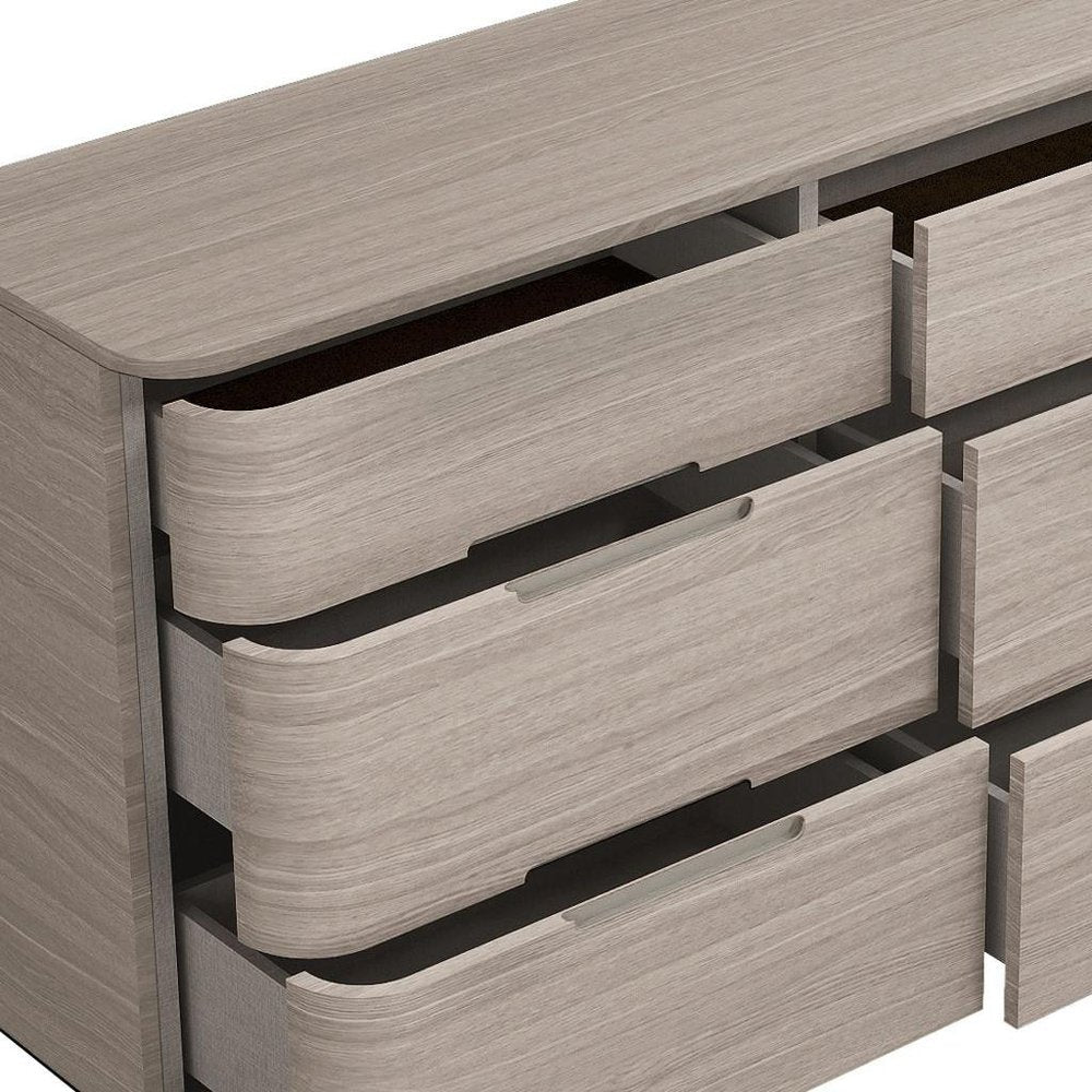 56" Oak Wood Six Drawer Double Dresser HomeRoots