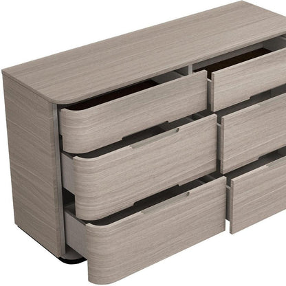 56" Oak Wood Six Drawer Double Dresser HomeRoots