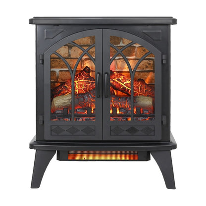 24" Black Metal Electric Fireplace With LED HomeRoots