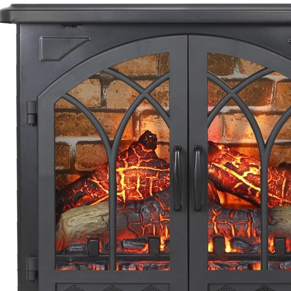 24" Black Metal Electric Fireplace With LED — view 5