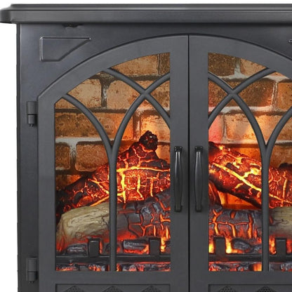 24" Black Metal Electric Fireplace With LED HomeRoots