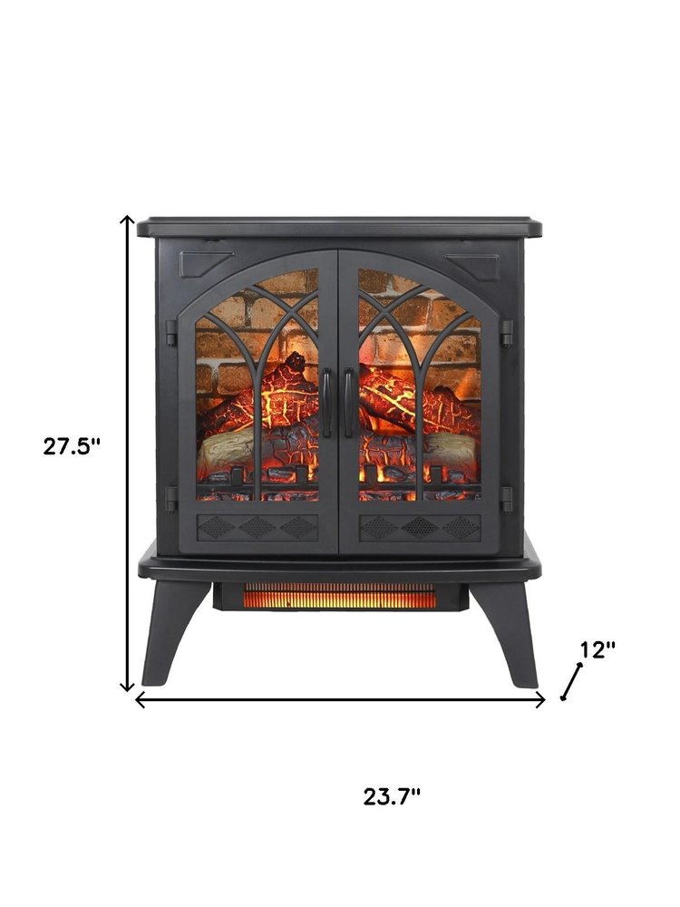 24" Black Metal Electric Fireplace With LED — view 6