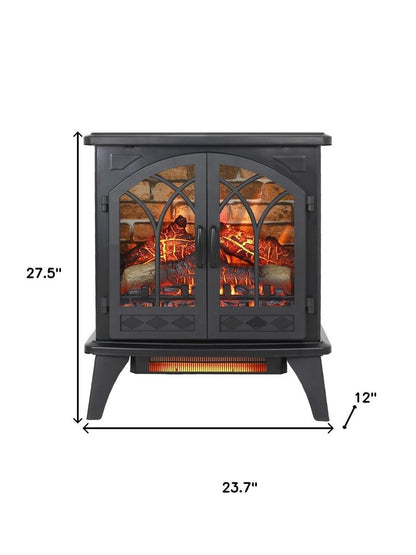 24" Black Metal Electric Fireplace With LED HomeRoots