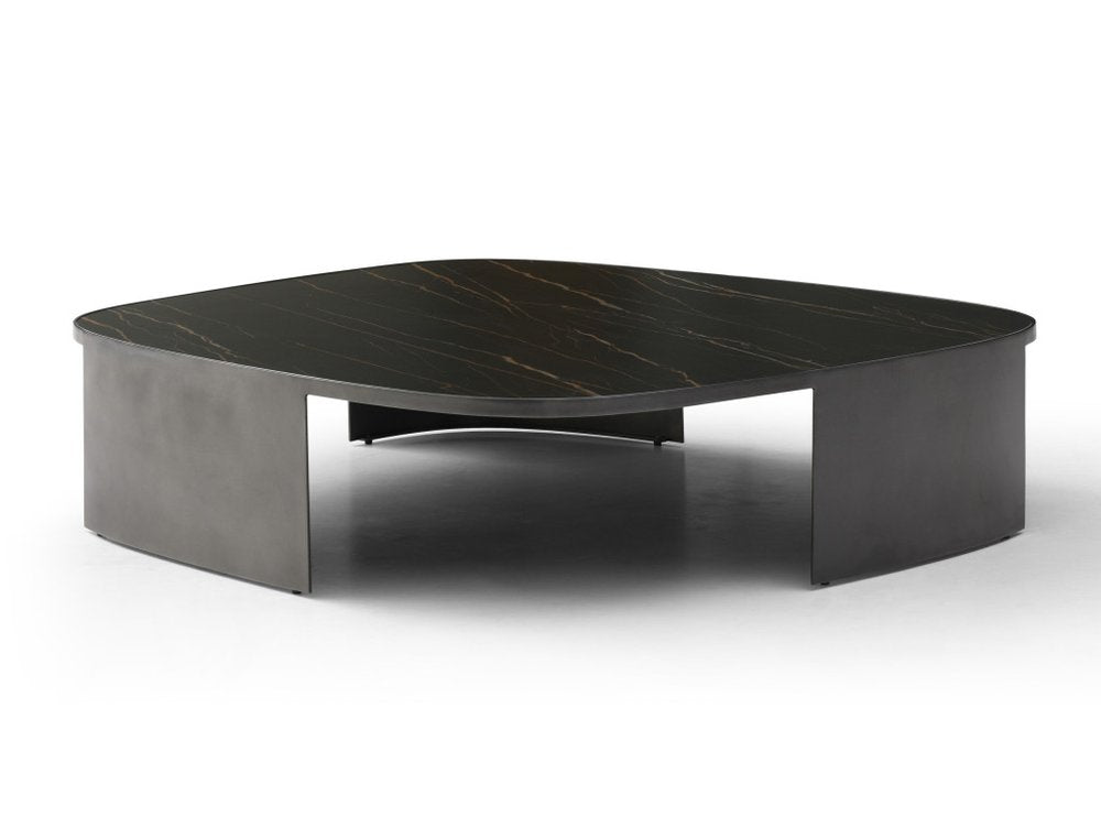 47" Black Gold and Dark Gray Ceramic Tile and Steel Coffee Table — view 3