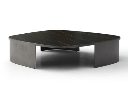 47" Black Gold and Dark Gray Ceramic Tile and Steel Coffee Table HomeRoots