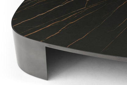 47" Black Ceramic Tile and Steel Free Form Coffee Table HomeRoots