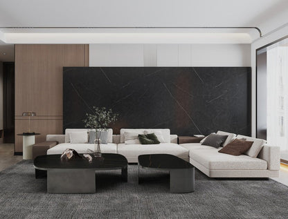 47" Black Ceramic Tile and Steel Free Form Coffee Table HomeRoots