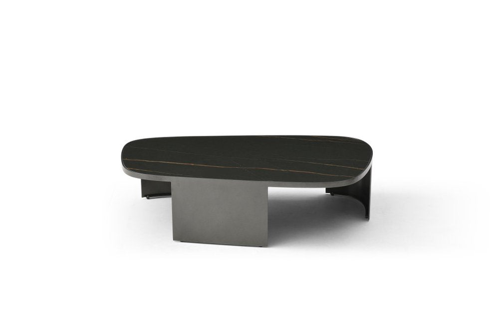 42" Black Gold and Dark Gray Ceramic Tile and Steel Coffee Table — view 2