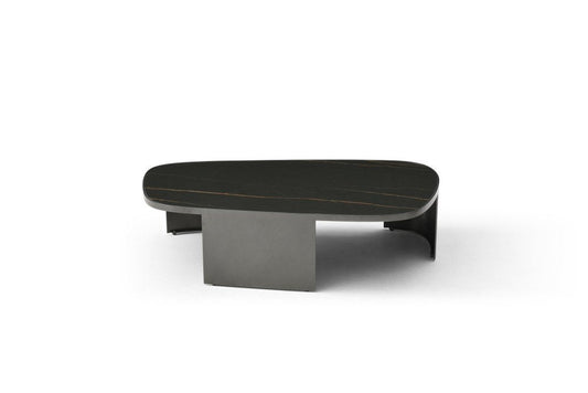 42" Black Gold and Dark Gray Ceramic Tile and Steel Coffee Table