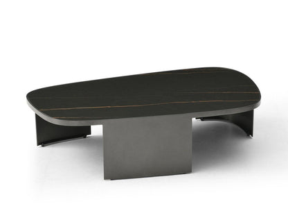 42" Black Gold and Dark Gray Ceramic Tile and Steel Coffee Table HomeRoots