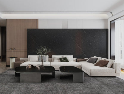 42" Black Ceramic Tile and Steel Coffee Table HomeRoots