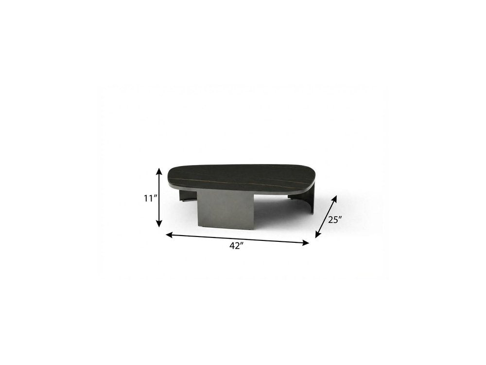 42" Black Gold and Dark Gray Ceramic Tile and Steel Coffee Table HomeRoots