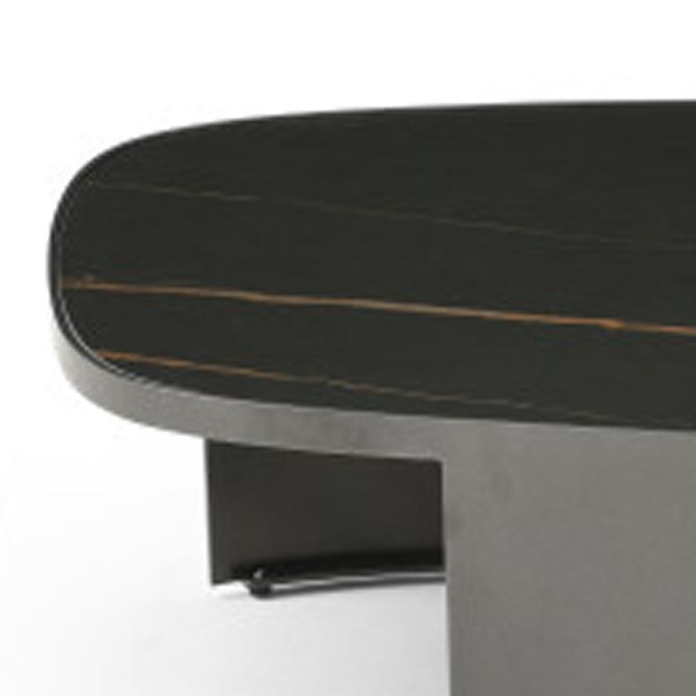42" Black Gold and Dark Gray Ceramic Tile and Steel Coffee Table HomeRoots