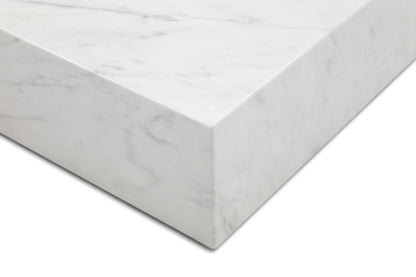 55" White Genuine Marble Block Coffee Table HomeRoots