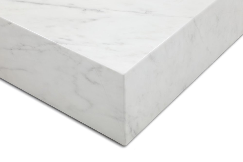 55" White Genuine Marble Block Coffee Table HomeRoots