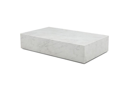 55" White Genuine Marble Block Coffee Table