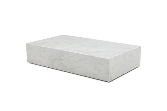 55" White Genuine Marble Block Coffee Table