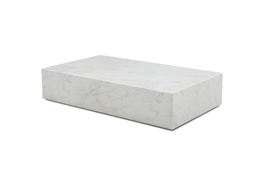 55" White Genuine Marble Block Coffee Table HomeRoots