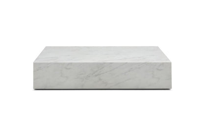 55" White Genuine Marble Block Coffee Table